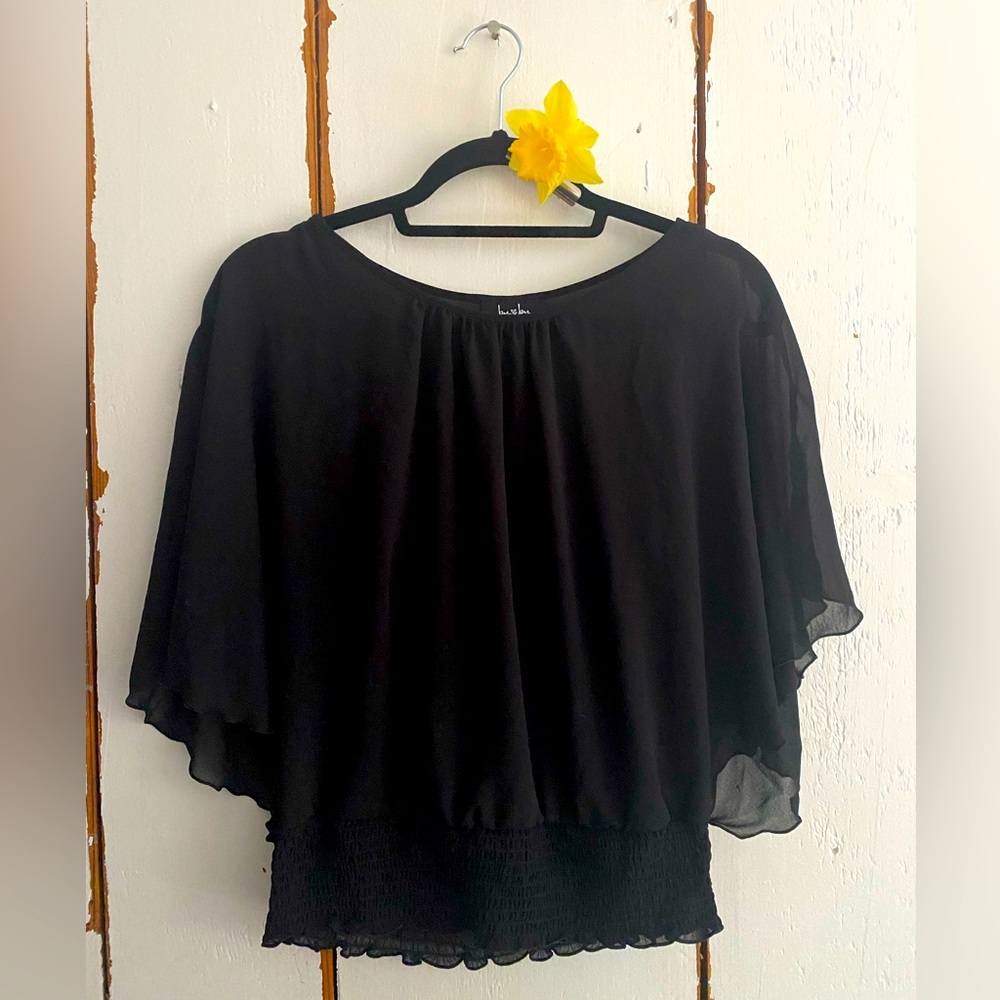 By & By Black Flowy Top size small